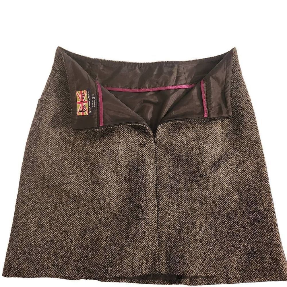 Boden British Tweed Wool Mini Skirt Gray Size 4